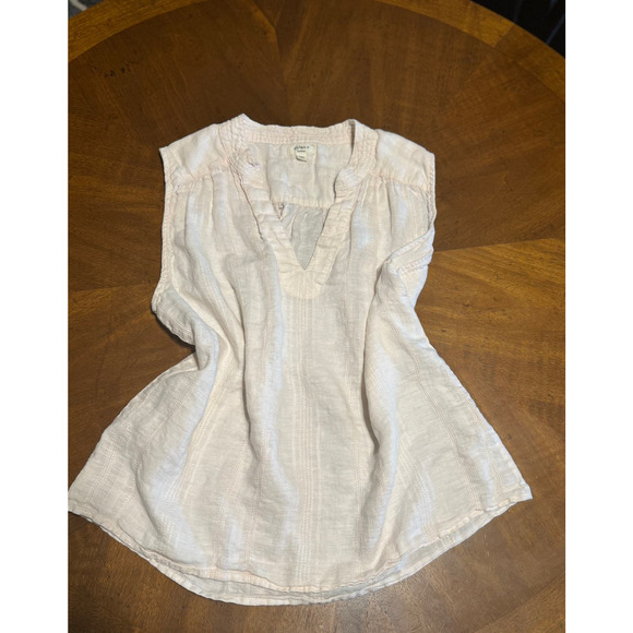 Dylan Sleeveless Cream Top Women Linen V-Neck Summer Blouse - Picture 3 of 7